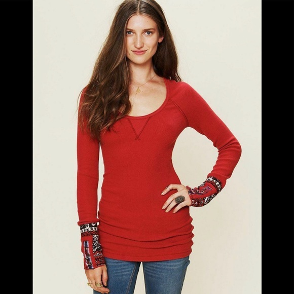 Free People Hyperactive Hippie Cuff Thermal Red  M - Picture 3 of 8